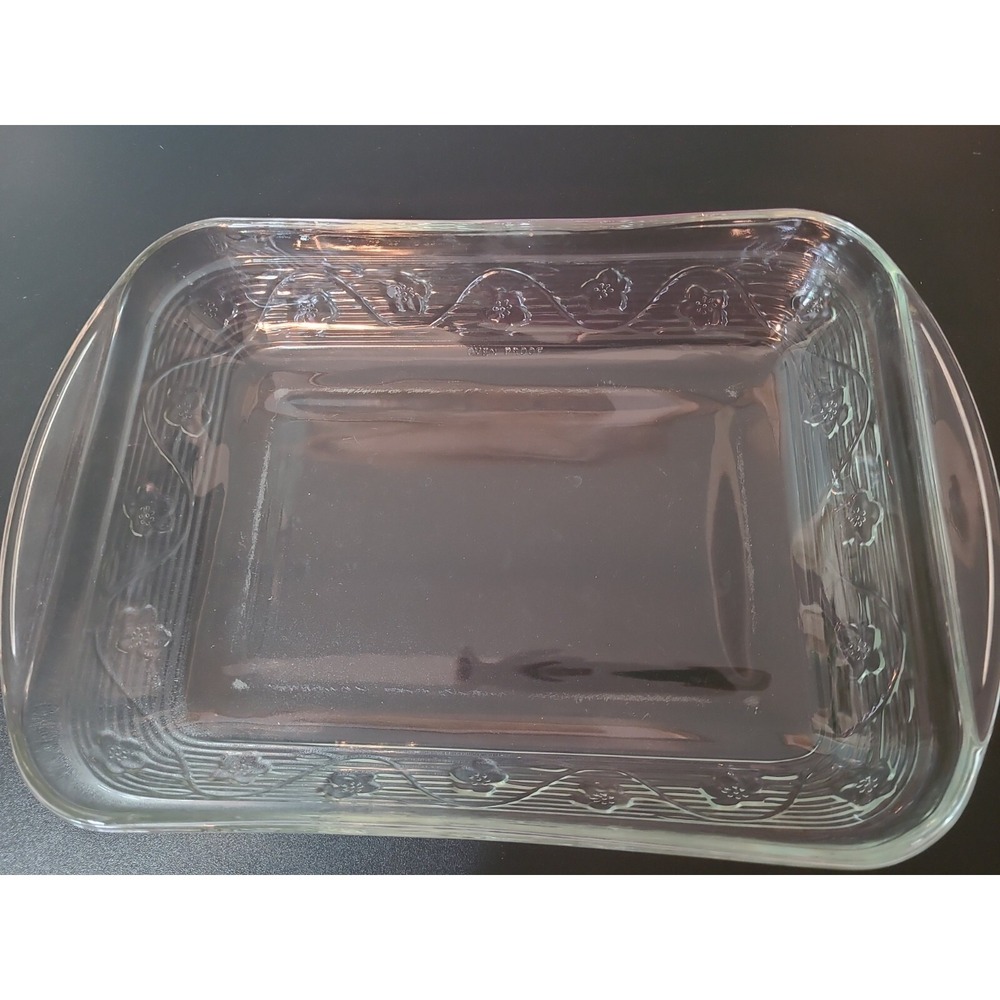 Anchor Hocking Baking‎ Dish 9"×12" Floral Etched Outlined Small Flower Pattern
